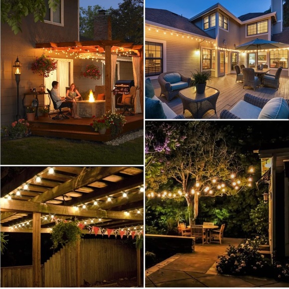 50ft Patio String Lights Globe LED Outdoor Edison Vintage Bulbs, Waterproof - Picture 6 of 10